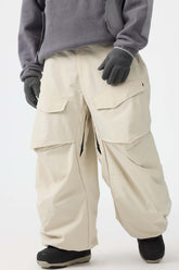 Pantalones de nieve holgados, resistentes y utilitarios, de color beige, para hombre